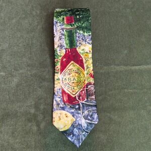 Vintage 1990s Tabasco Brand Silk Novelty Mens Neck Tie Hot Sauce Workwear